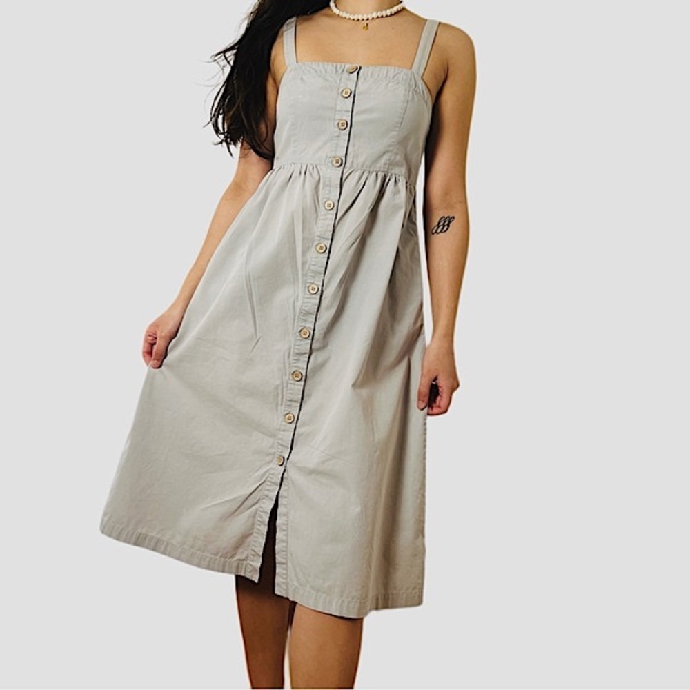 Cooperative by Urban Outfitters Button Front Gray Summer Dress, Small